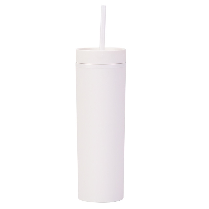 Acrylic Slim Skinny Tumbler with Lid Straw (16oz)