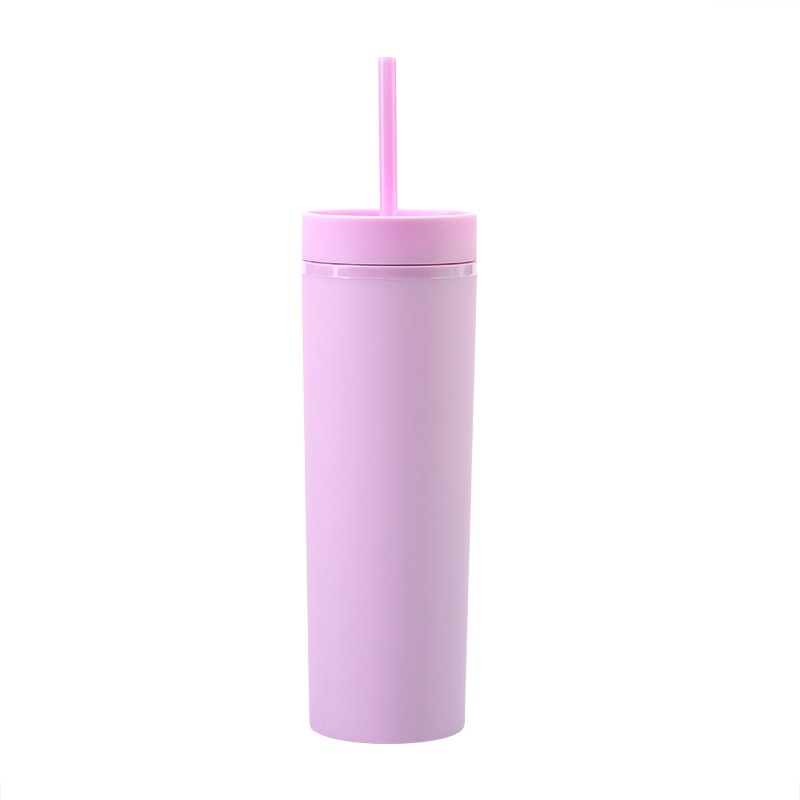 Acrylic Slim Skinny Tumbler with Lid Straw (16oz)