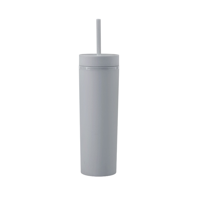 Acrylic Slim Skinny Tumbler with Lid Straw (16oz)