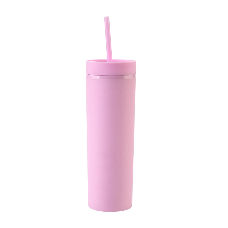 Acrylic Slim Skinny Tumbler with Lid Straw (16oz)