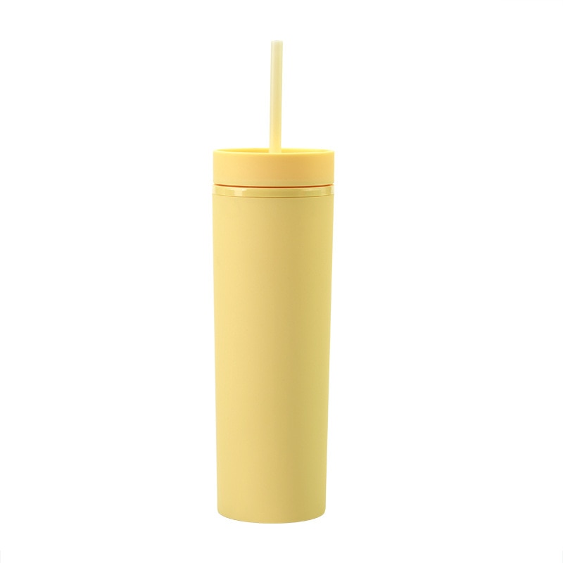 Acrylic Slim Skinny Tumbler with Lid Straw (16oz)