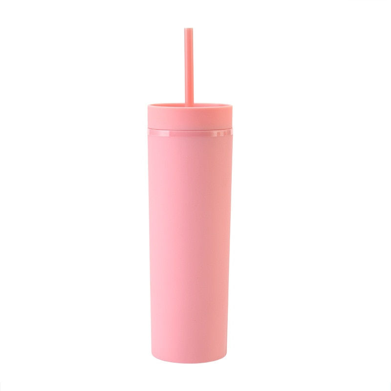 Acrylic Slim Skinny Tumbler with Lid Straw (16oz)