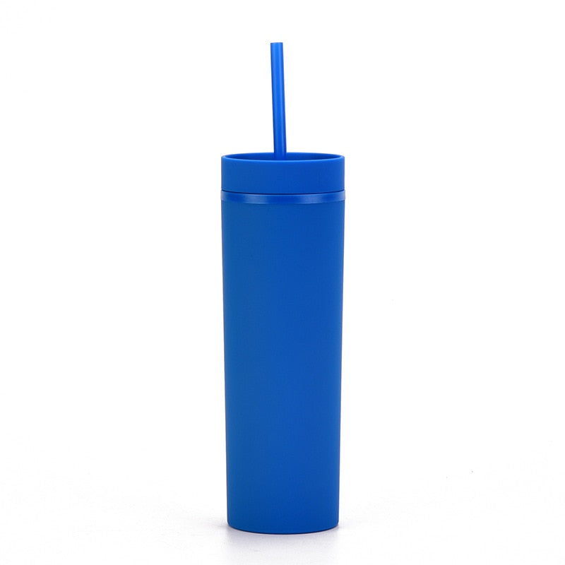 Acrylic Slim Skinny Tumbler with Lid Straw (16oz)