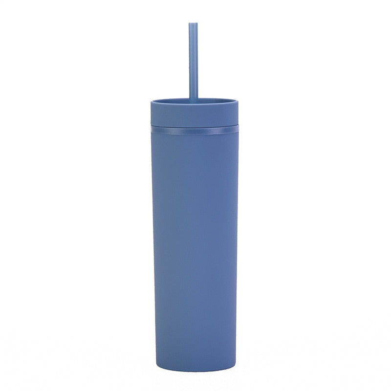 Acrylic Slim Skinny Tumbler with Lid Straw (16oz)