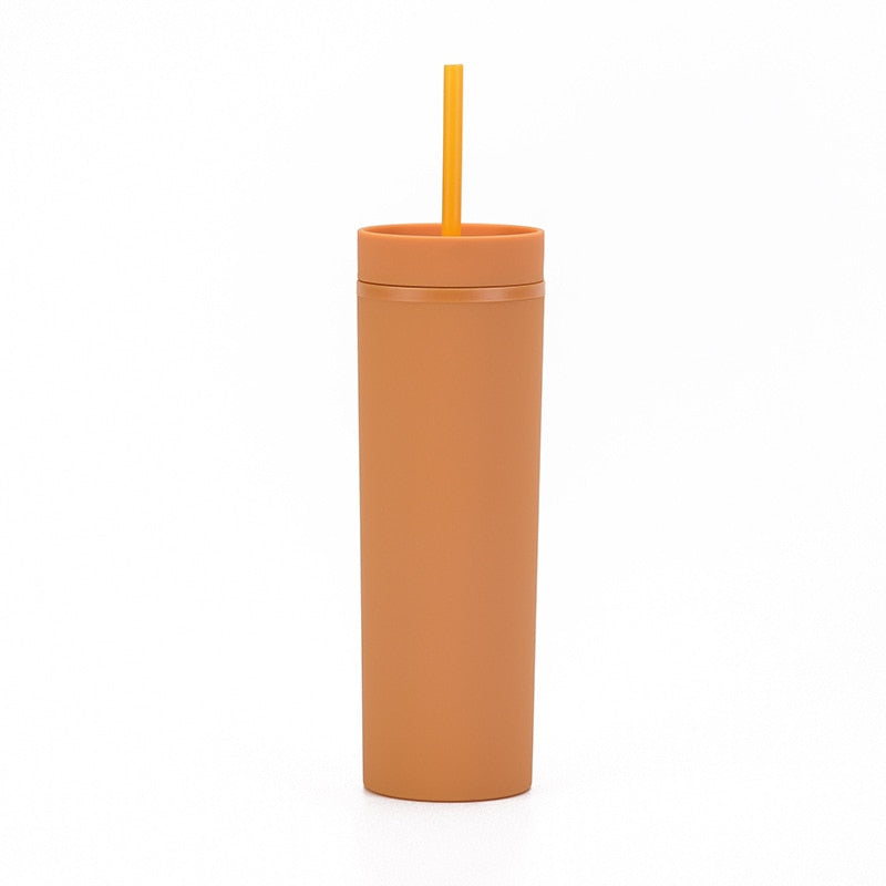 Acrylic Slim Skinny Tumbler with Lid Straw (16oz)