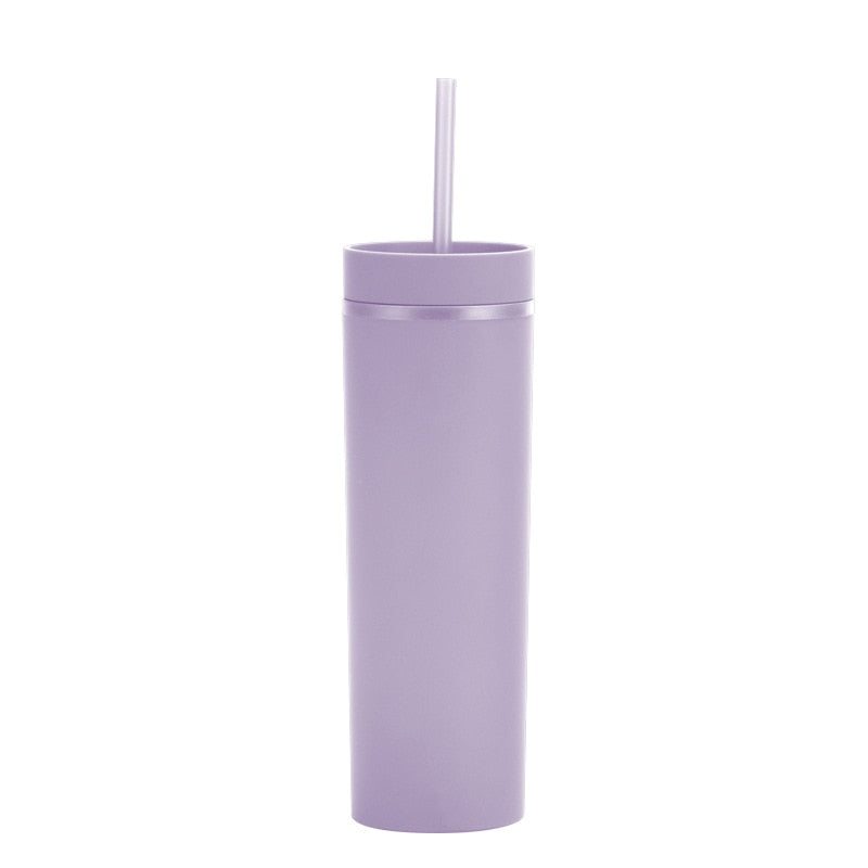 Acrylic Slim Skinny Tumbler with Lid Straw (16oz)