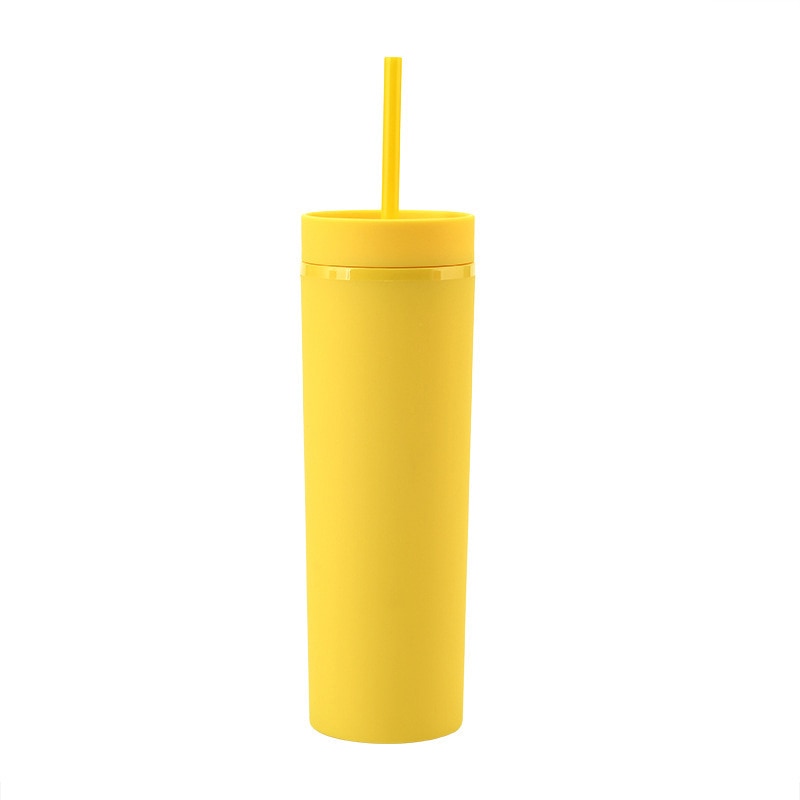 Acrylic Slim Skinny Tumbler with Lid Straw (16oz)