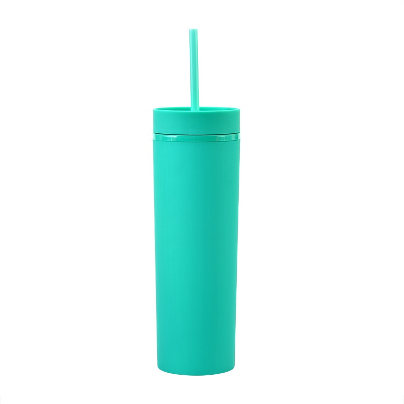 Acrylic Slim Skinny Tumbler with Lid Straw (16oz)