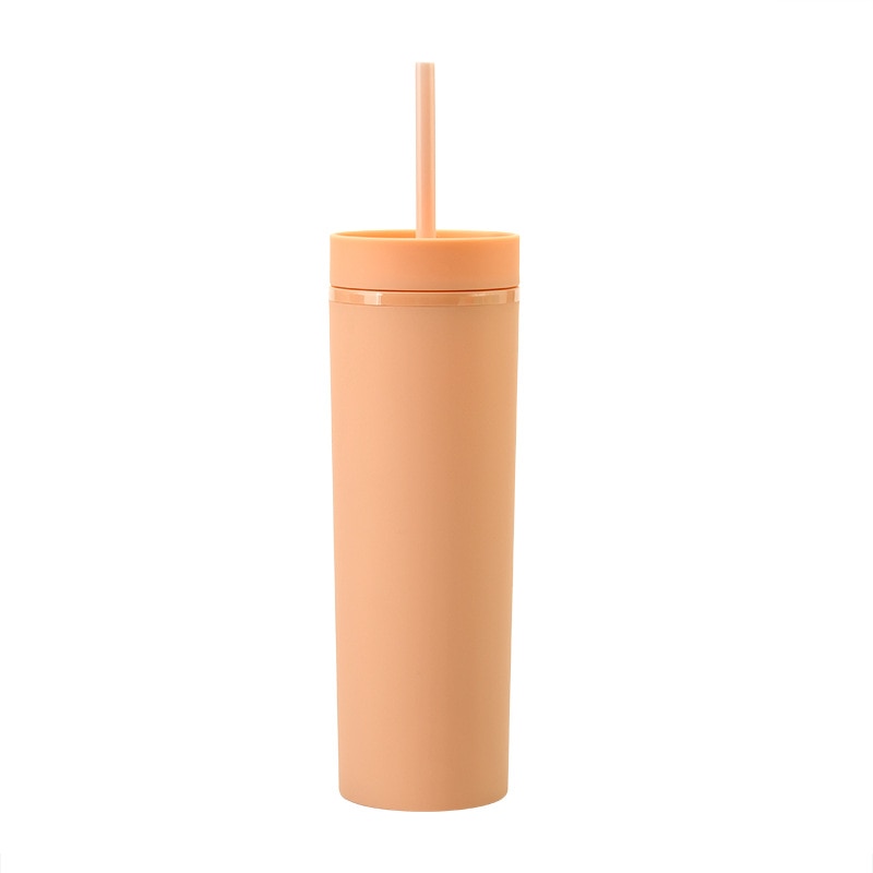 Acrylic Slim Skinny Tumbler with Lid Straw (16oz)