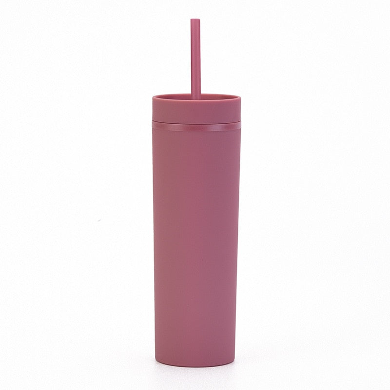 Acrylic Slim Skinny Tumbler with Lid Straw (16oz)